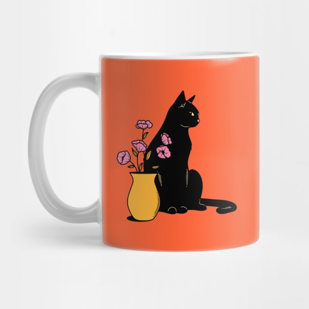 Playful Black Cat in orange by The Charcoal Cat Co.